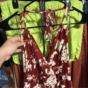 SHEIN Red and White Floral Blouse